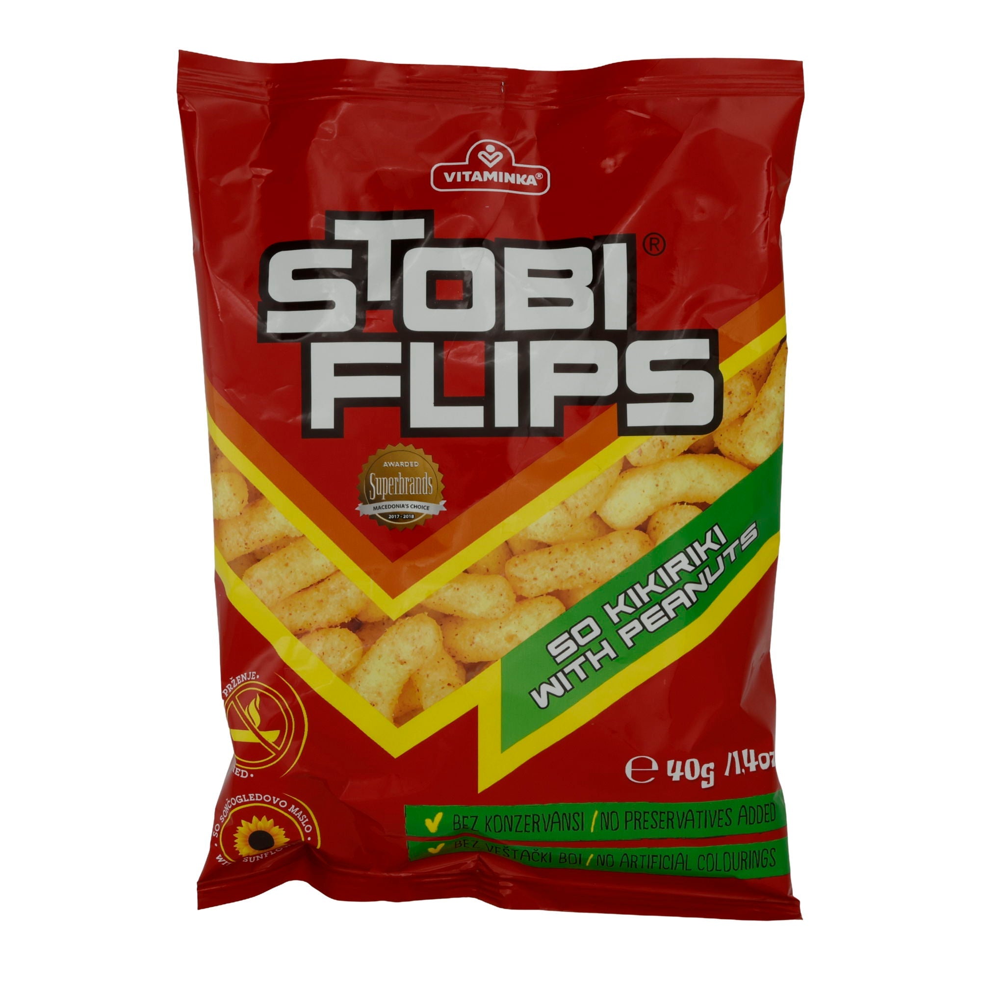 Maissnack Stobi | Flips | Knusprig, mit Erdnussgeschmack | 40 g VITAMINKA